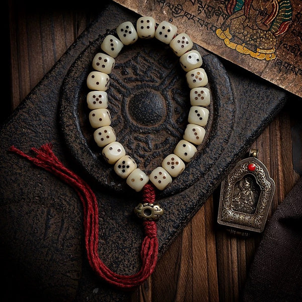 Kailash Natural Yak Wealth Bone Dice Bracelet