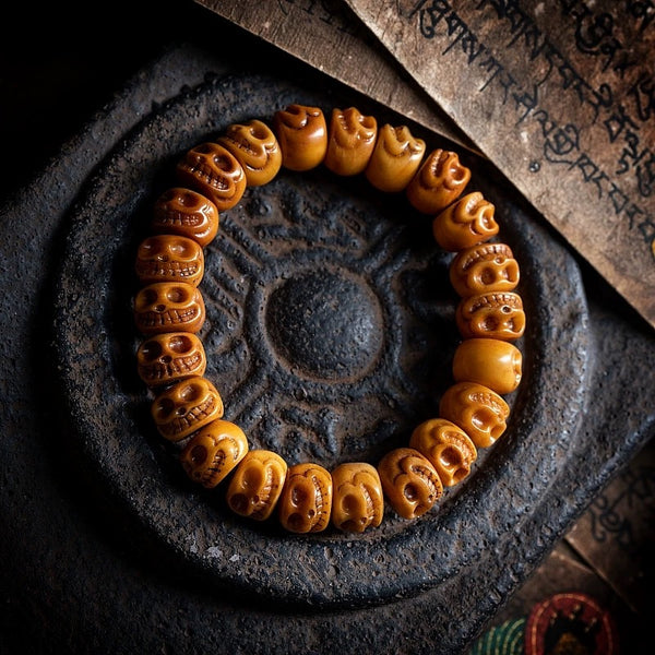 kailash natural yak bone prayer beads  bracelet