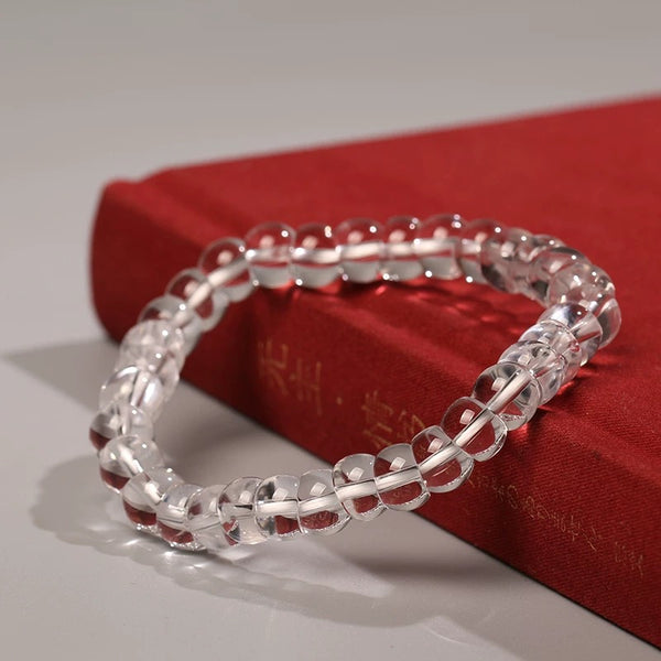 KailashNatural white crystal large intestine prayer bead bracelet