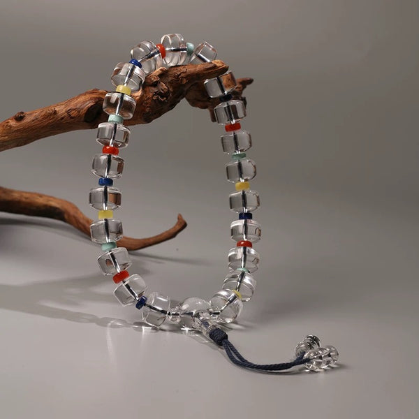 KailashNatural white crystal wheel bead tablet bracelet