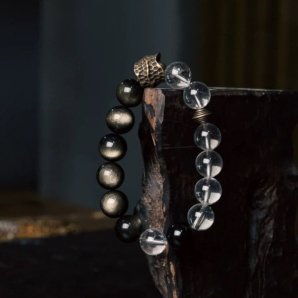 KailashNatural white crystal obsidian prayer beadsBracelet