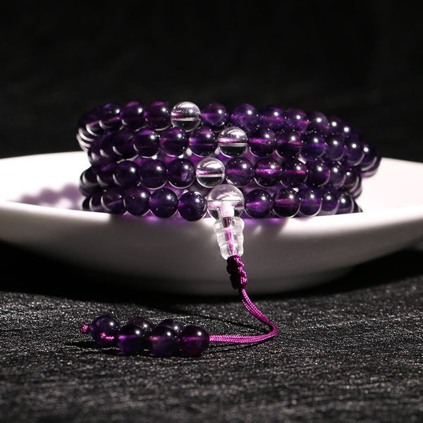 108 natural energy amethyst prayer beads from the Himalayas
