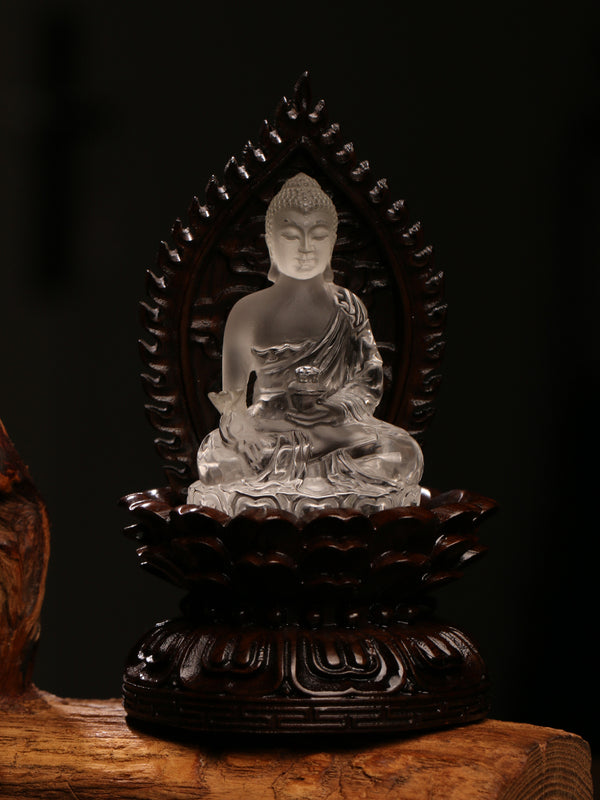 Himalayan natural white crystal Medicine Buddha figurine