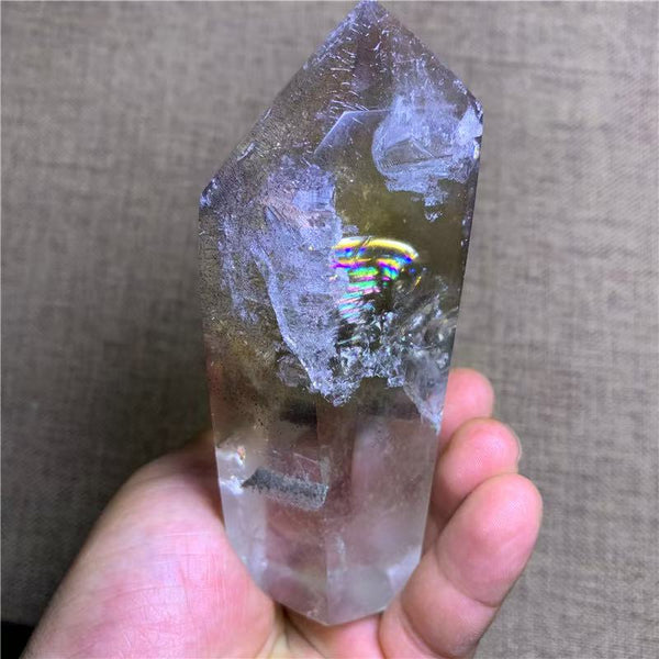 Himalayan natural energy yellow crystal column ornament