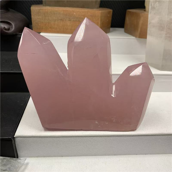 A natural pink trident crystal pillar from the Himalayas