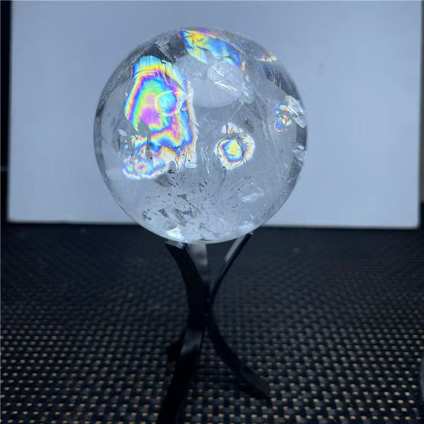 Himalayan natural white crystal energy rainbow ball