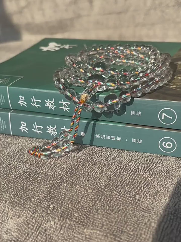 108 natural energy white crystal prayer beads from the Himalayas