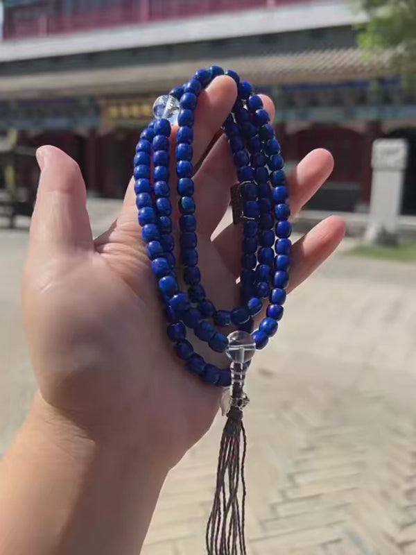 108 beads of the natural lapis lazuli mantra of the Medicine Buddha from the Himalayas